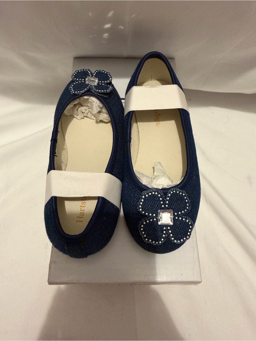 NWT Hartstrings Denim Flower Ballet Flat Navy Girls Size 9